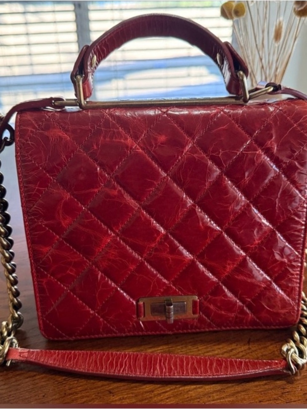 Chanel Rita Bag Red glazed leather. AUTHENTIC LIKE NEW